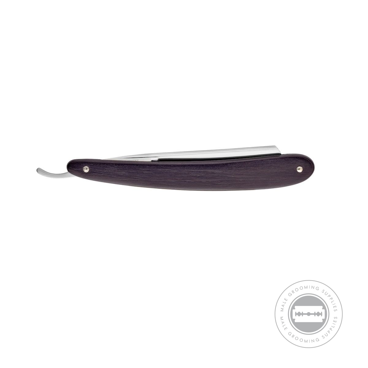 Dovo Astrale Straight Razor closed, showcasing its black ebony handle with nickel silver inlay.