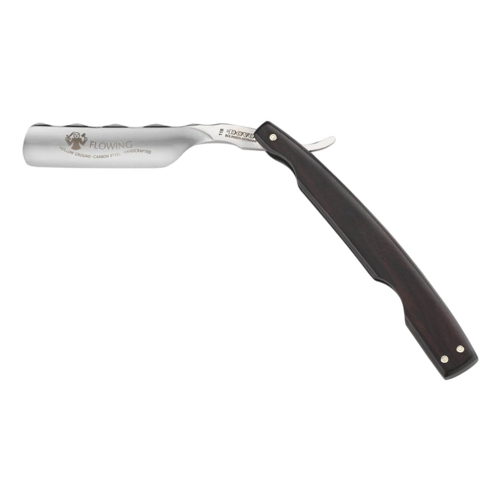 DOVO 6/8" FLOWING Razor with carbon steel blade and Grenadilla wood handle.