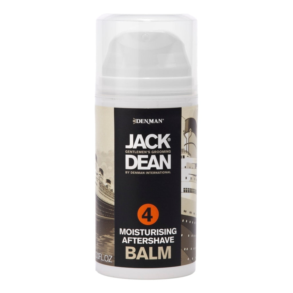 Jack Dean Moisturising Aftershave Balm 90ml - A soothing balm enriched with Tea Tree, Cucumber, Witch Hazel, and Oakmoss for hydrating and replenishing skin post-shave.