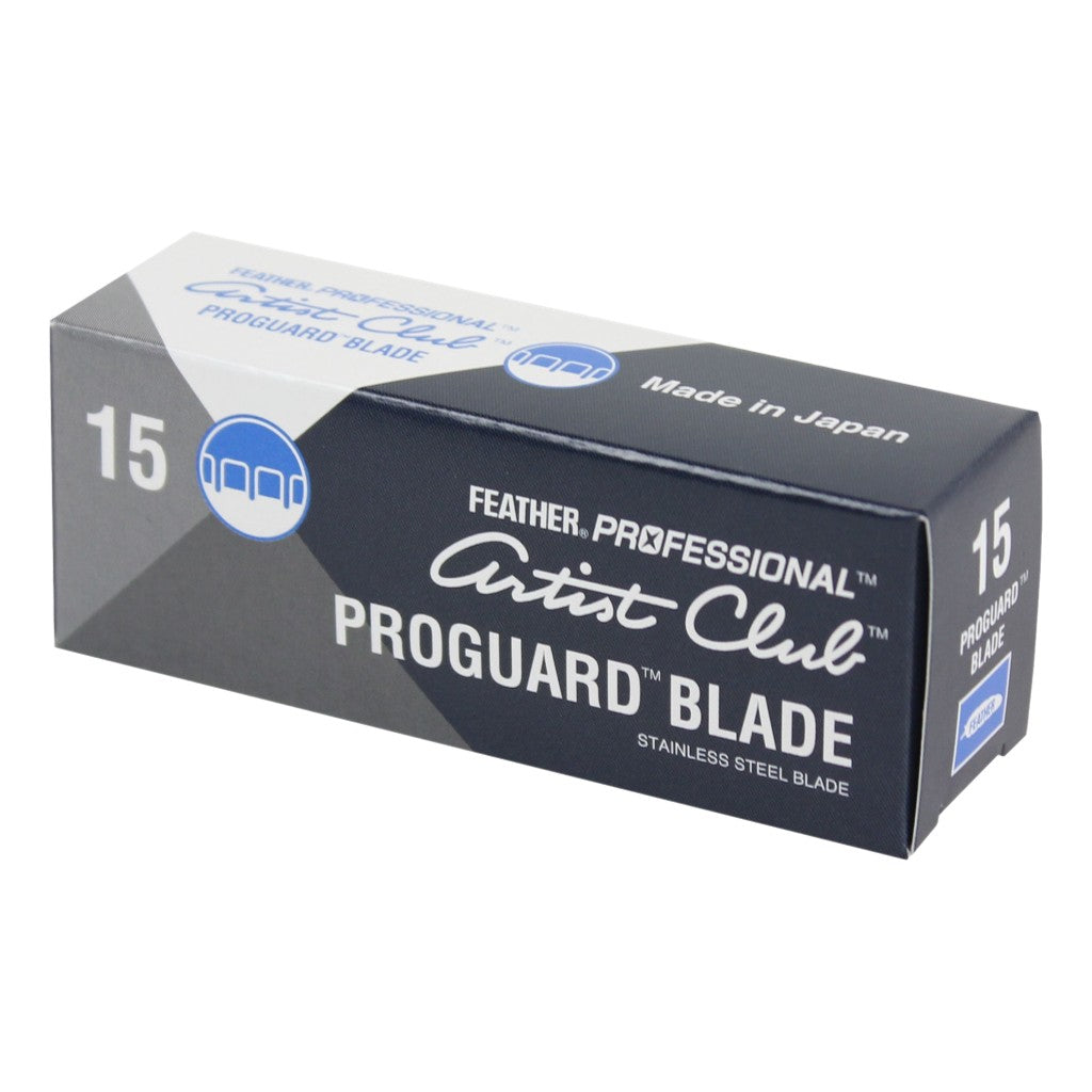 Packaging for the Feather Artist Club Pro Guard Blades, showing the product branding and Made in Japan label.