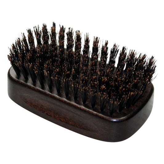 Close-Up Of The Jack Dean Dark Wood Military Brush Showing Natural Bristles Stiffened With Nylon For Grooming Coarser Hair Types."