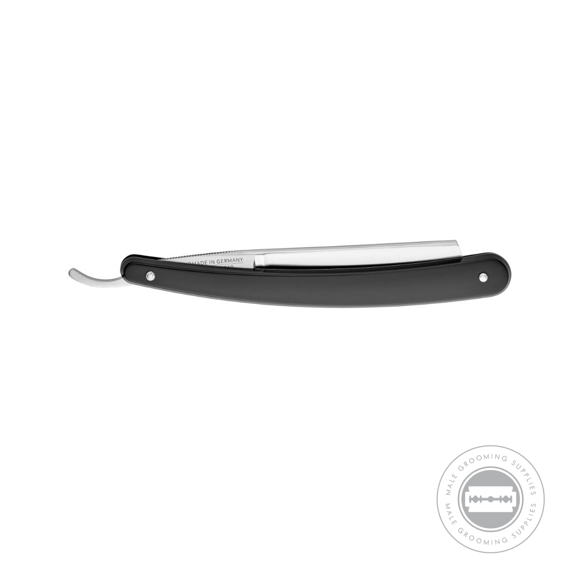 Dovo Best Quality Straight Razor 5/8" in closed position, featuring a sleek black PMMA handle.