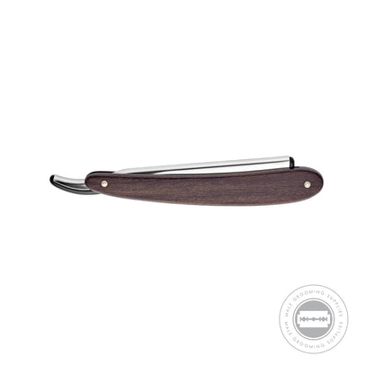 Closed Dovo Ebony Wood Handle Shavette with polished stainless steel and elegant ebony handle.