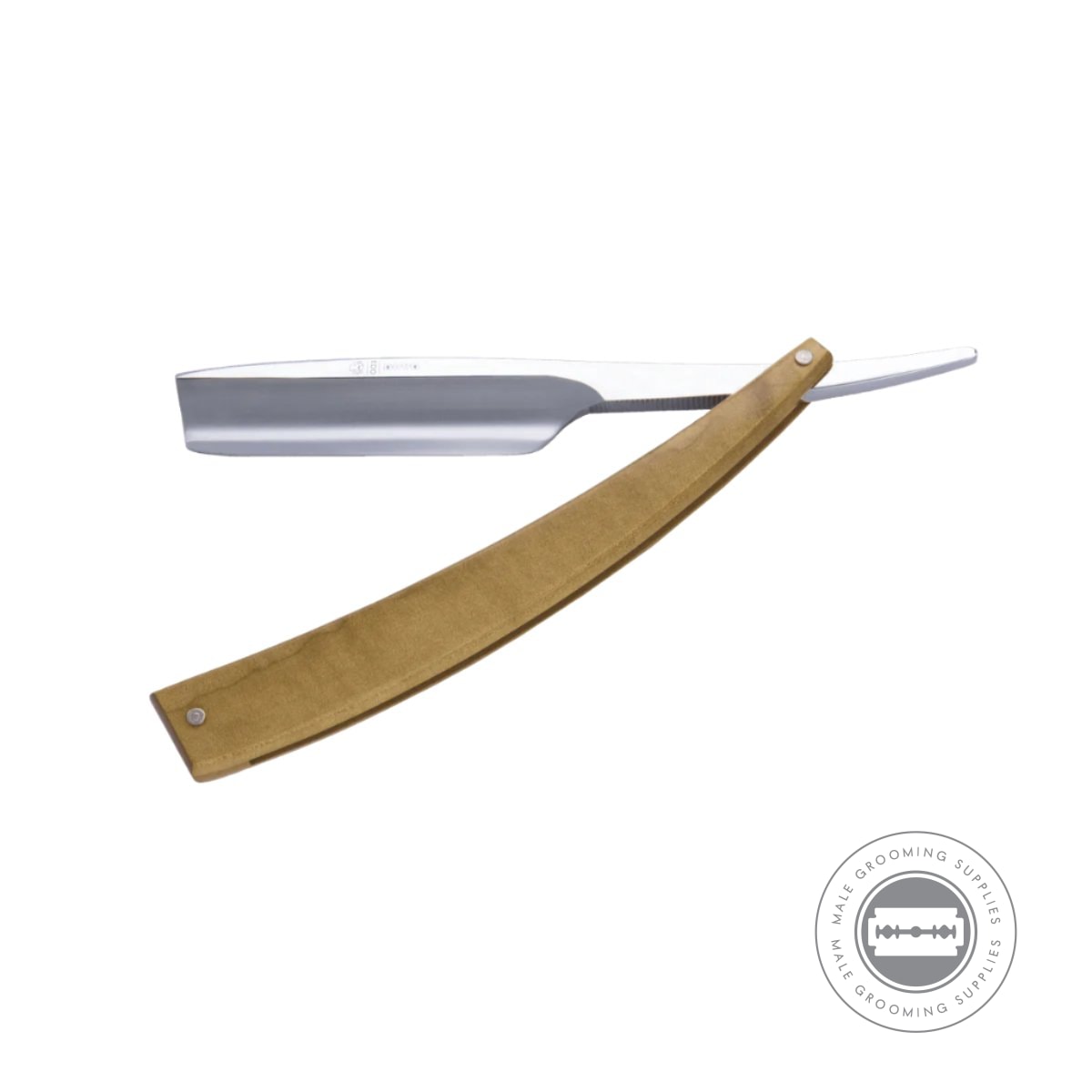 Full view of the open Dovo EDO Maple Wood Straight Razor highlighting its elegant design and craftsmanship.