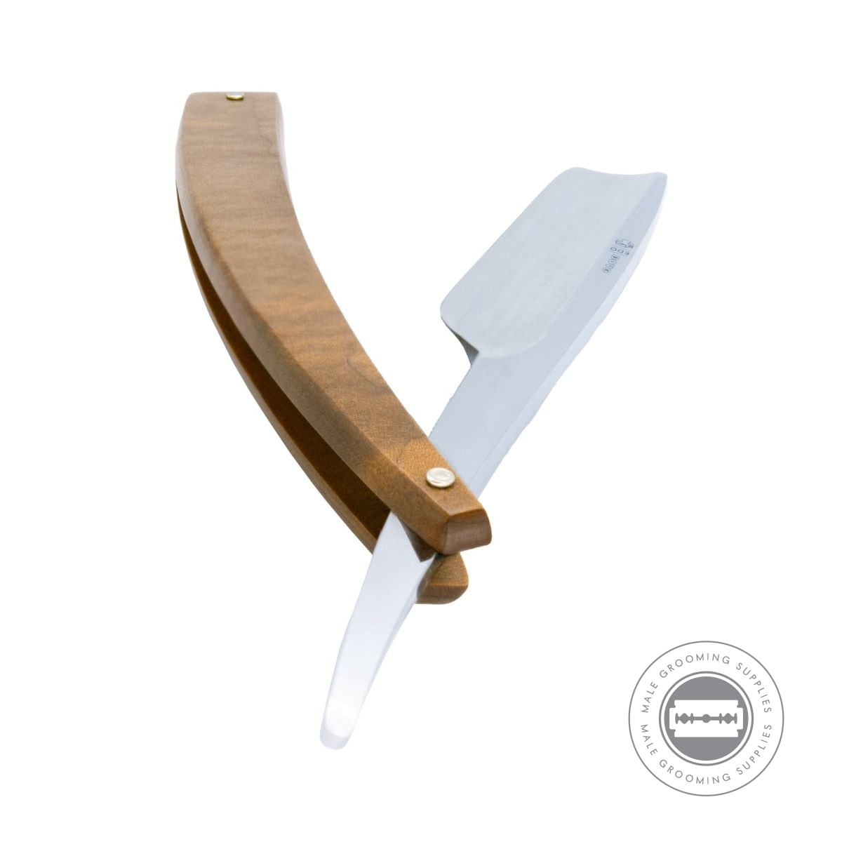 Open Dovo EDO Maple Wood Straight Razor showcasing the blade and durable maple wood handle.