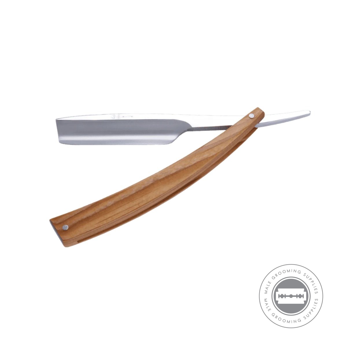 Dovo EDO Spruce Wood Straight Razor 5/8 - full layout of blade and handle, emphasizing its minimalist design and durability.