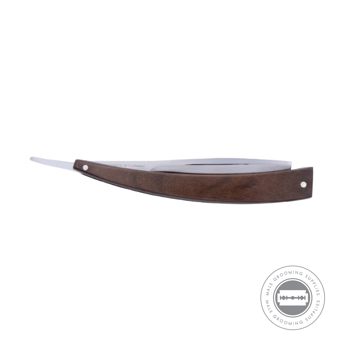 Dovo EDO Walnut Wood Straight Razor 5/8 closed position with a polished tang and ultra-compacted walnut wood handle.