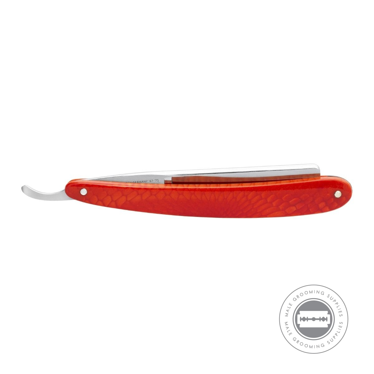 Side profile of the Dovo Facharbeit Red Straight Razor in its closed position.