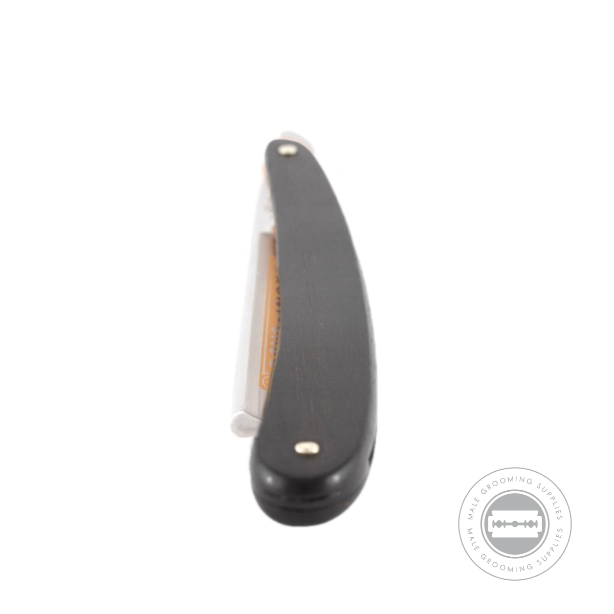 Closed Dovo 'Inox' Straight Razor 5/8 with stainless steel blade and ebony wood handle.