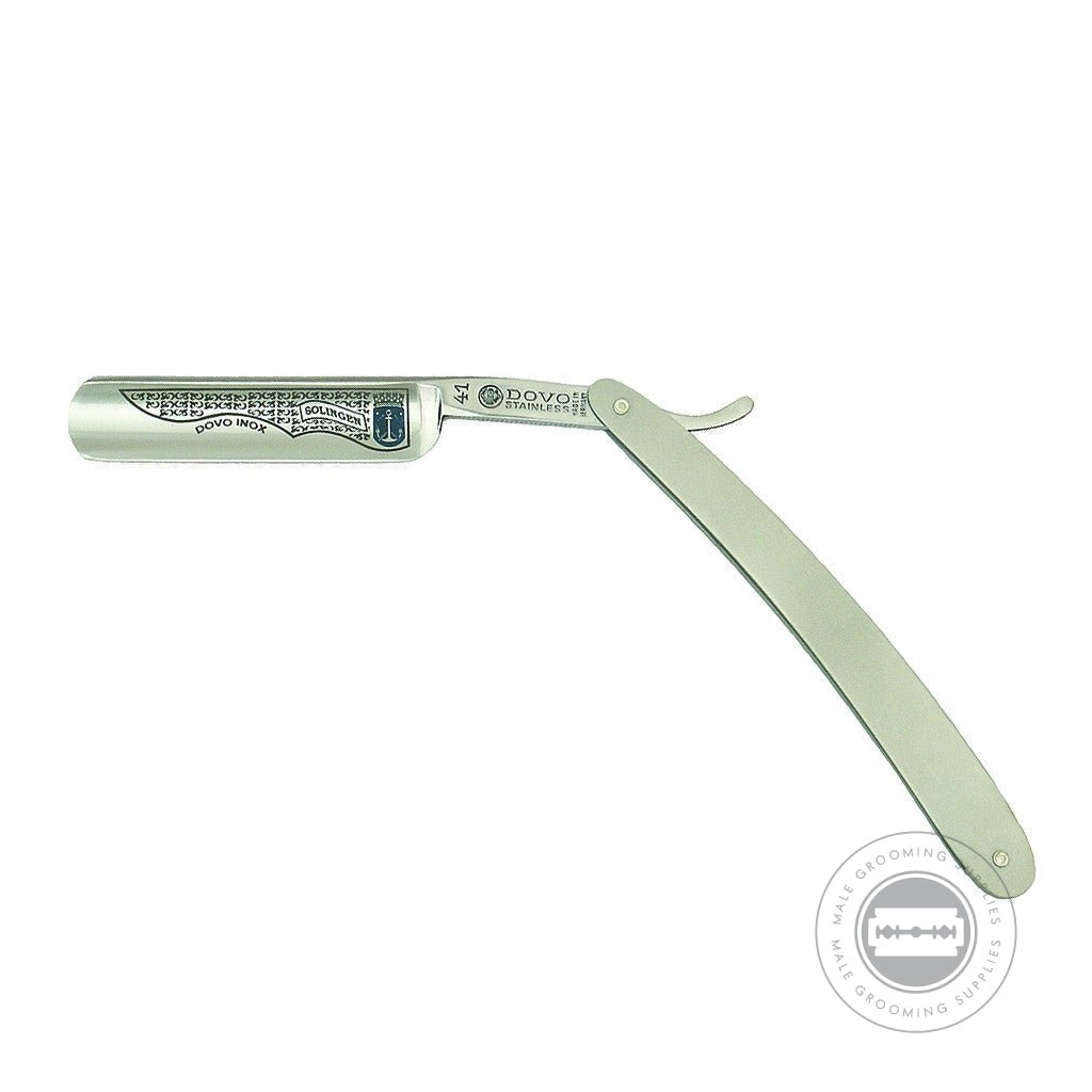 Dovo Inox Stainless Steel Straight Razor 5/8 with satin-finished scales and full hollow blade.