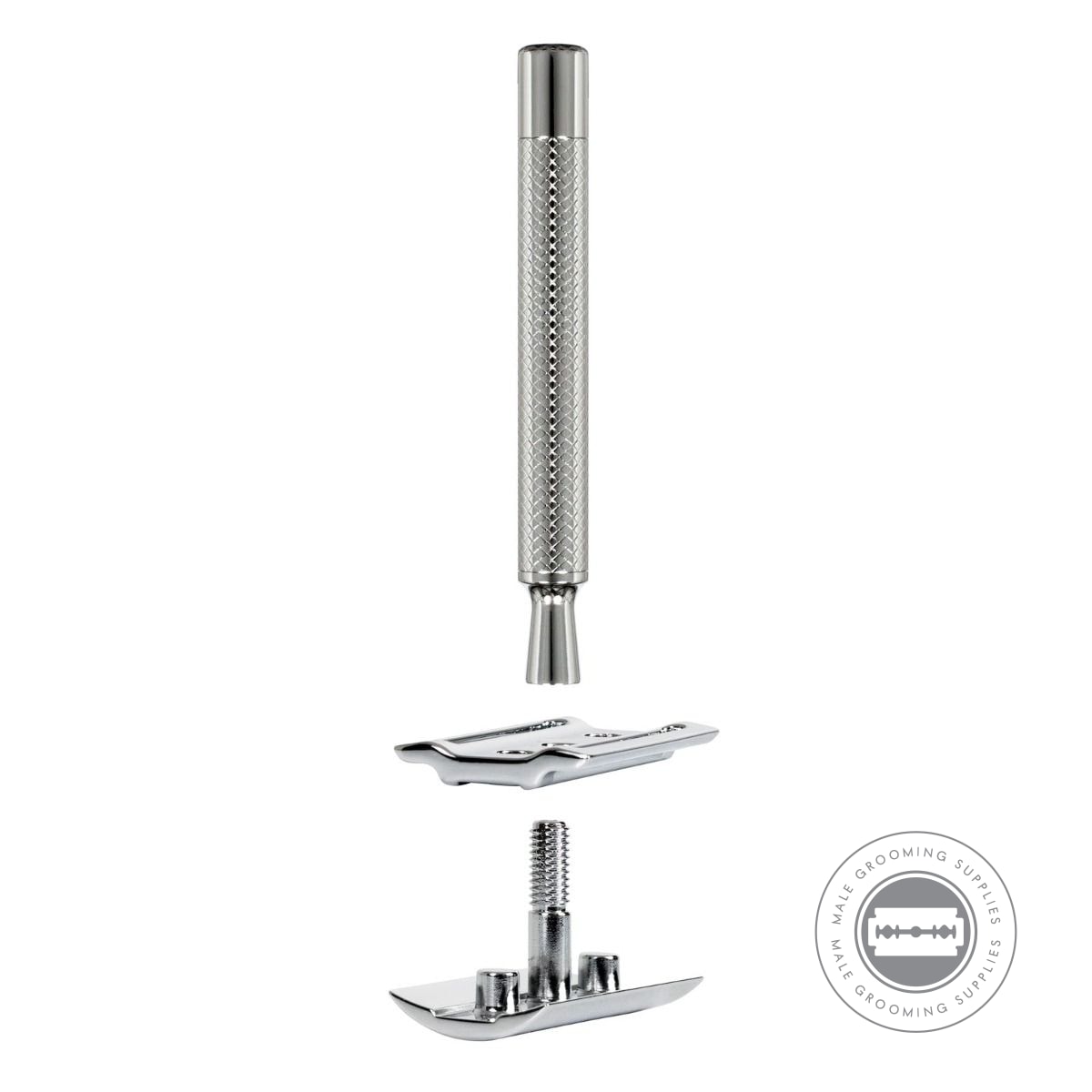 Dovo PRIMO I Safety Razor handle and razor head displayed separately.