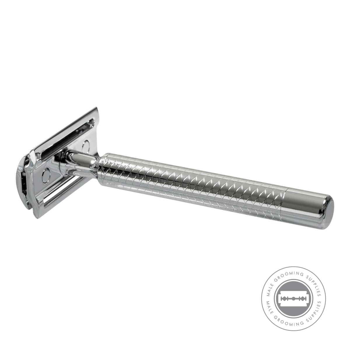 Dovo Primo II Safety Razor angled view with chrome-finished handle.