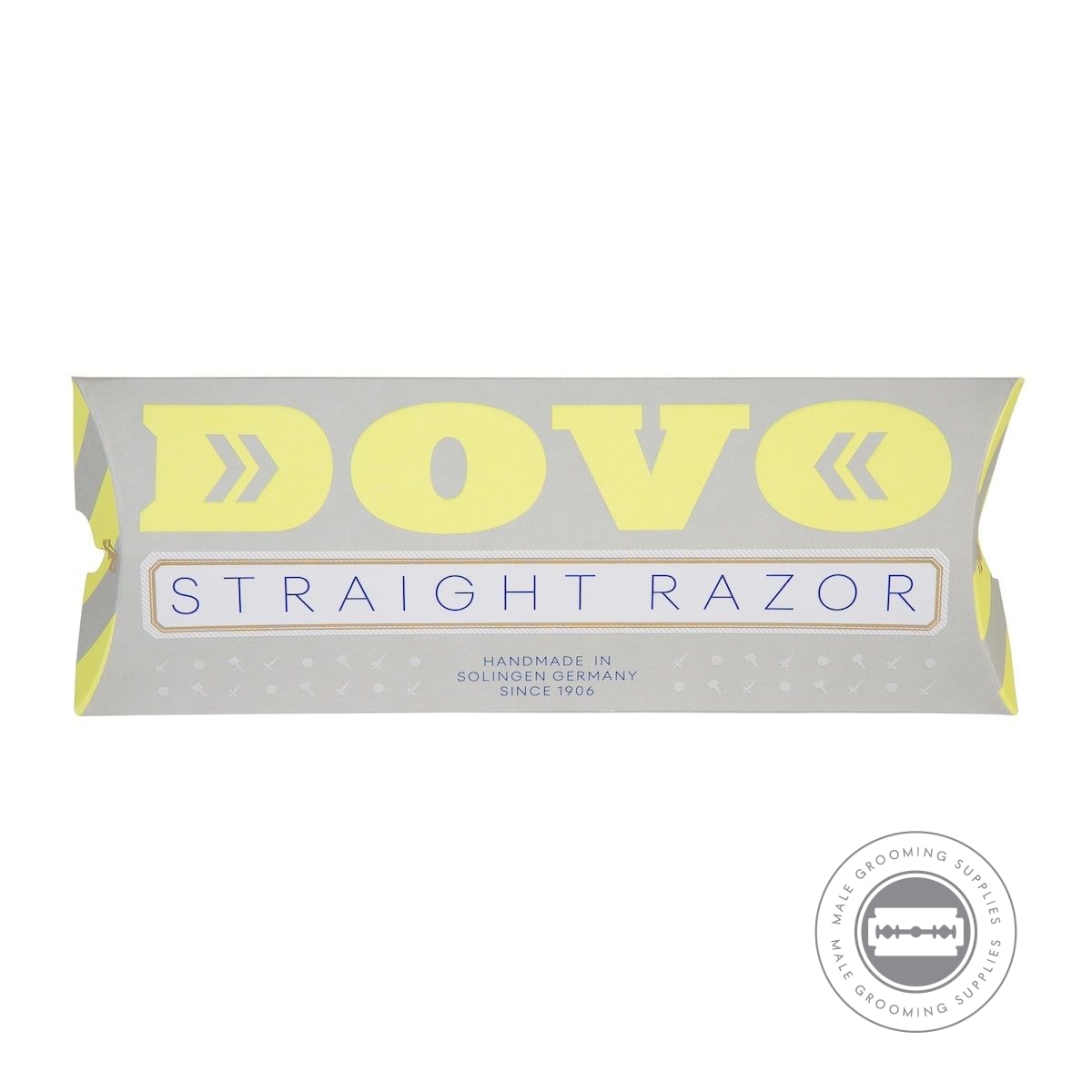 Dovo Runde Sache Blue Straight Razor 5/8 inch packaging with bold branding and stylish design.