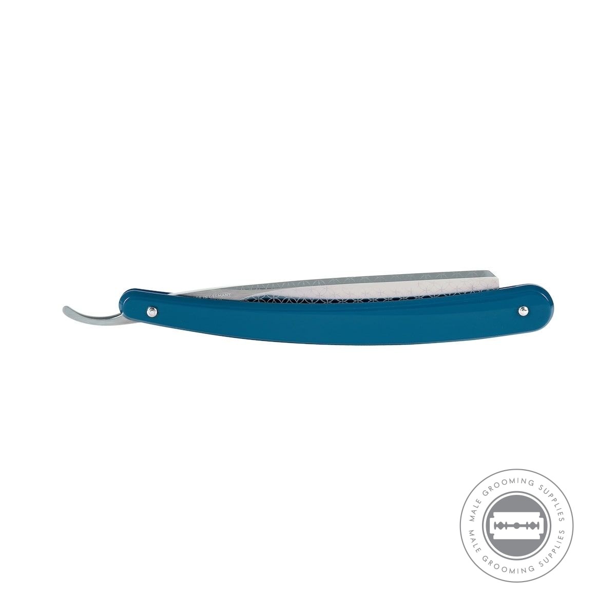 Dovo Runde Sache Blue Straight Razor 5/8 inch with blue handle and closed blade.