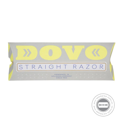 Dovo Runde Sache Red Straight Razor 5/8" packaging, featuring high-quality embossed and gold-decorated cardboard design.