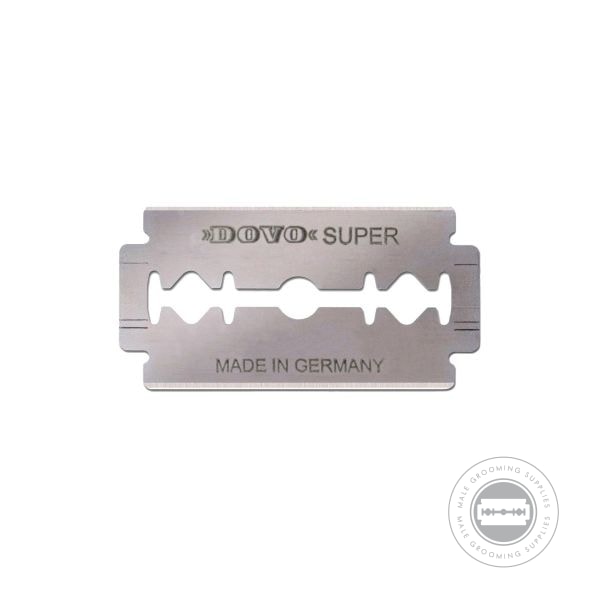 Dovo Super Platinum Razor Blade - Made in Germany, close-up.