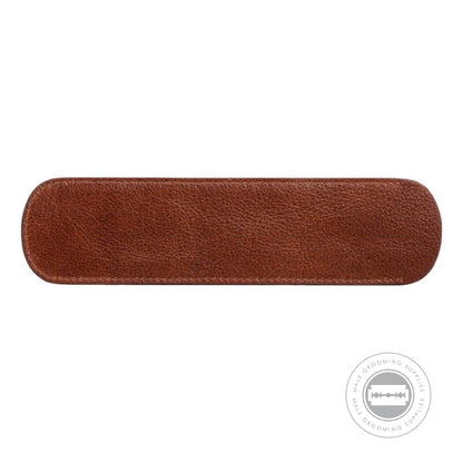 G&F Timor® Brown Leather Razor Case featuring a textured full-grain leather exterior.