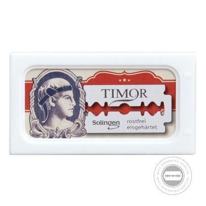 Pack of Timor® razor blades with decorative Solingen emblem and branding.