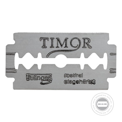 Timor razor blade with Solingen marking, showcasing precision design.