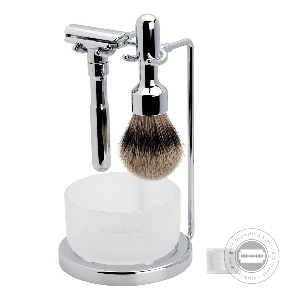 Merkur FUTUR 4 - Piece Polished Chrome Shaving Set 751 001 | Male Grooming Supplies