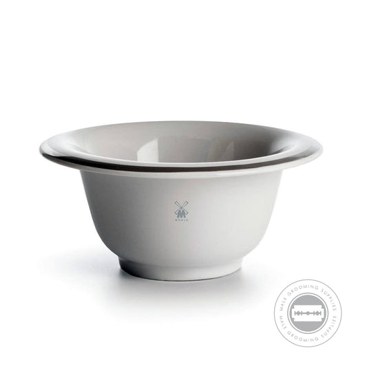 Muhle Porcelain White Shaving Bowl with Platinum Rim RN11 | Male Grooming Supplies