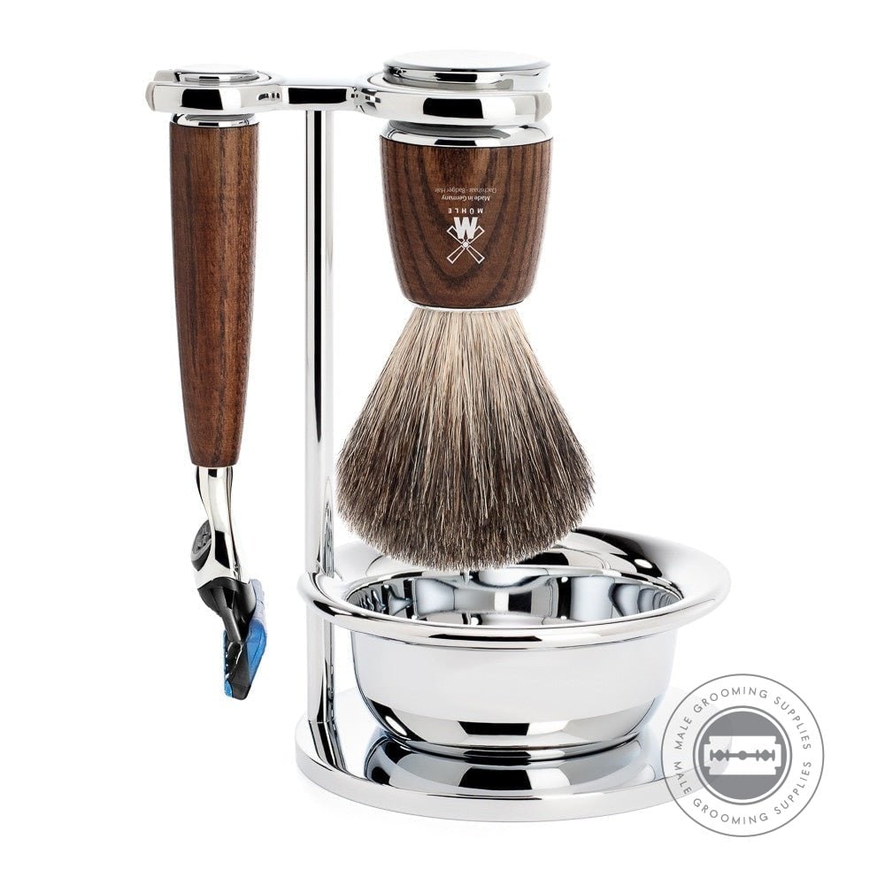 Muhle, pure badger, with Gillette® Fusion™, handle material made of steamed ash | Male Grooming Supplies