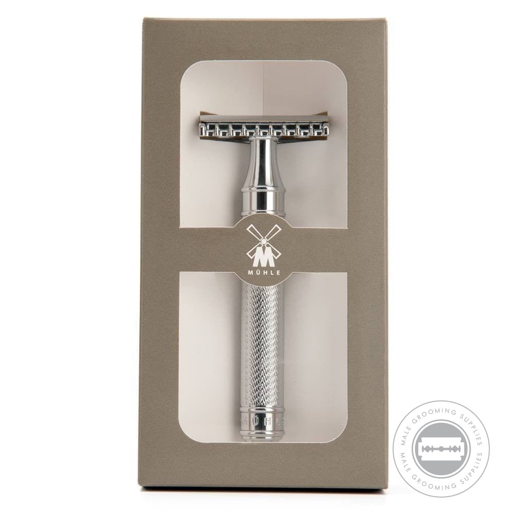 Muhle R41 GRANDE Safety Razor in branded Muhle packaging, perfect for gifting.