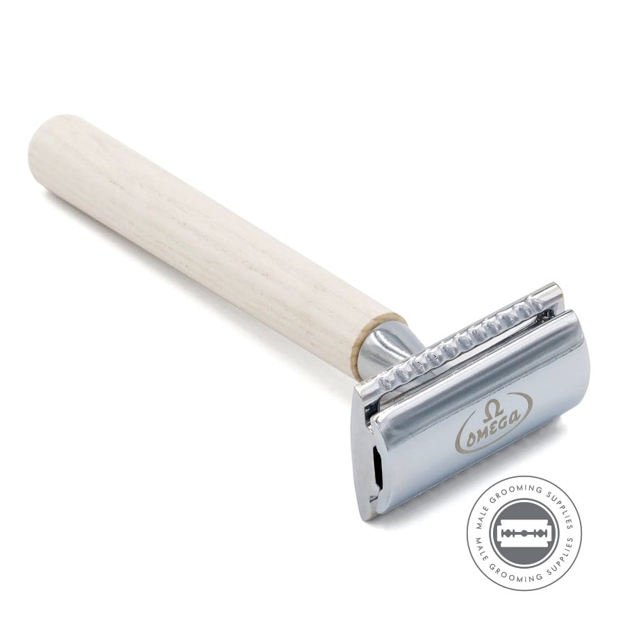 Omega Beige Wooden Double Edge Safety Razor D5711 | Male Grooming Supplies