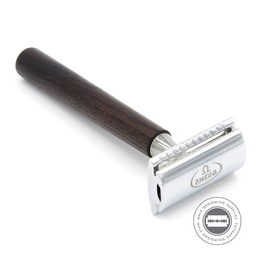 Omega Brown Wooden Double Edge Safety Razor D5712 | Male Grooming Supplies