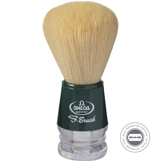 Omega 'S - BRUSH' Green Synthetic Shaving Brush S10018 | Male Grooming Supplies