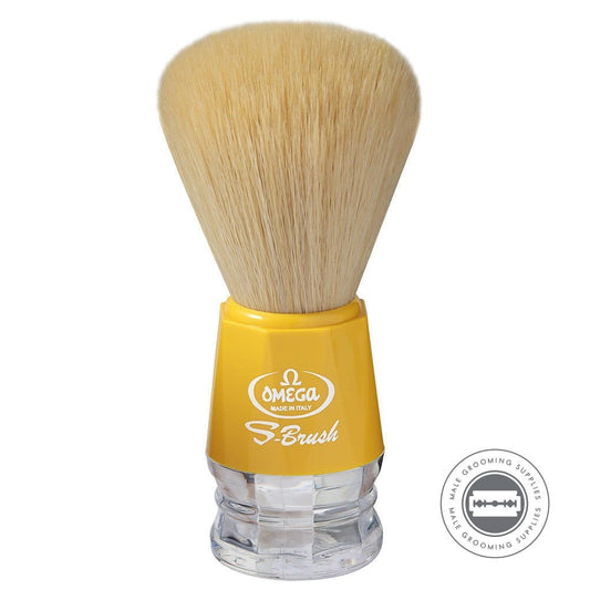 Omega 'S - BRUSH' Yellow Synthetic Shaving Brush S10018 | Male Grooming Supplies