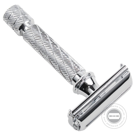 Parker 87R Safety Razor with a chrome-plated brass frame and butterfly open head.